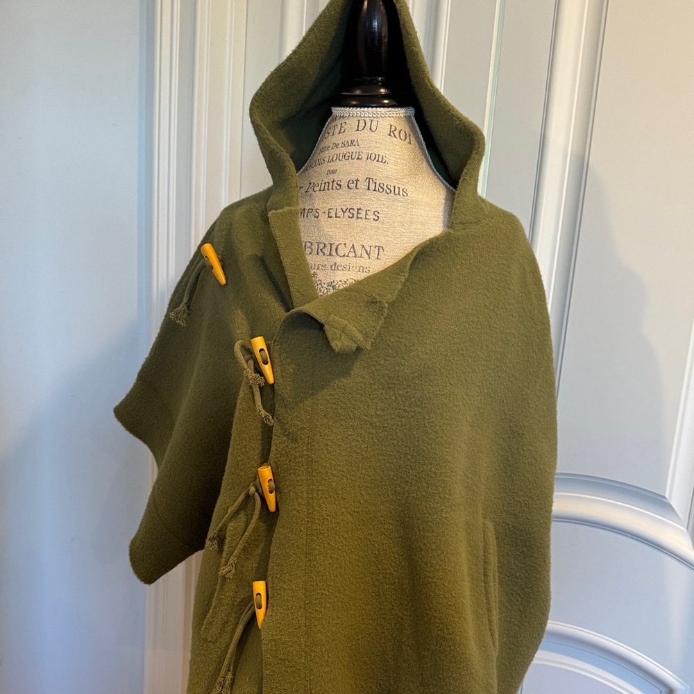 Free People Olive Green Cape with Gold Accents